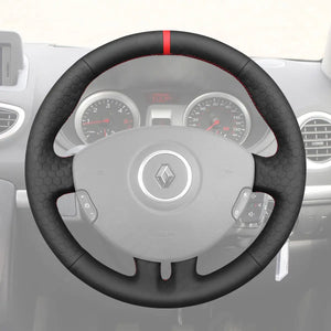 Griffowl Steering Wheel Cover for Bespoke Hatchback Renault Clio 3 2005-2012. Griffowl's interior mod with hand-sewn DIY steering wheel kit.