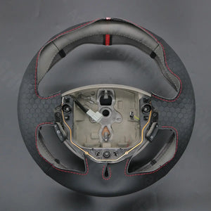 Griffowl Steering Wheel Cover for Bespoke Hatchback Renault Clio 3 2005-2012. Griffowl's interior mod with hand-sewn DIY steering wheel kit.