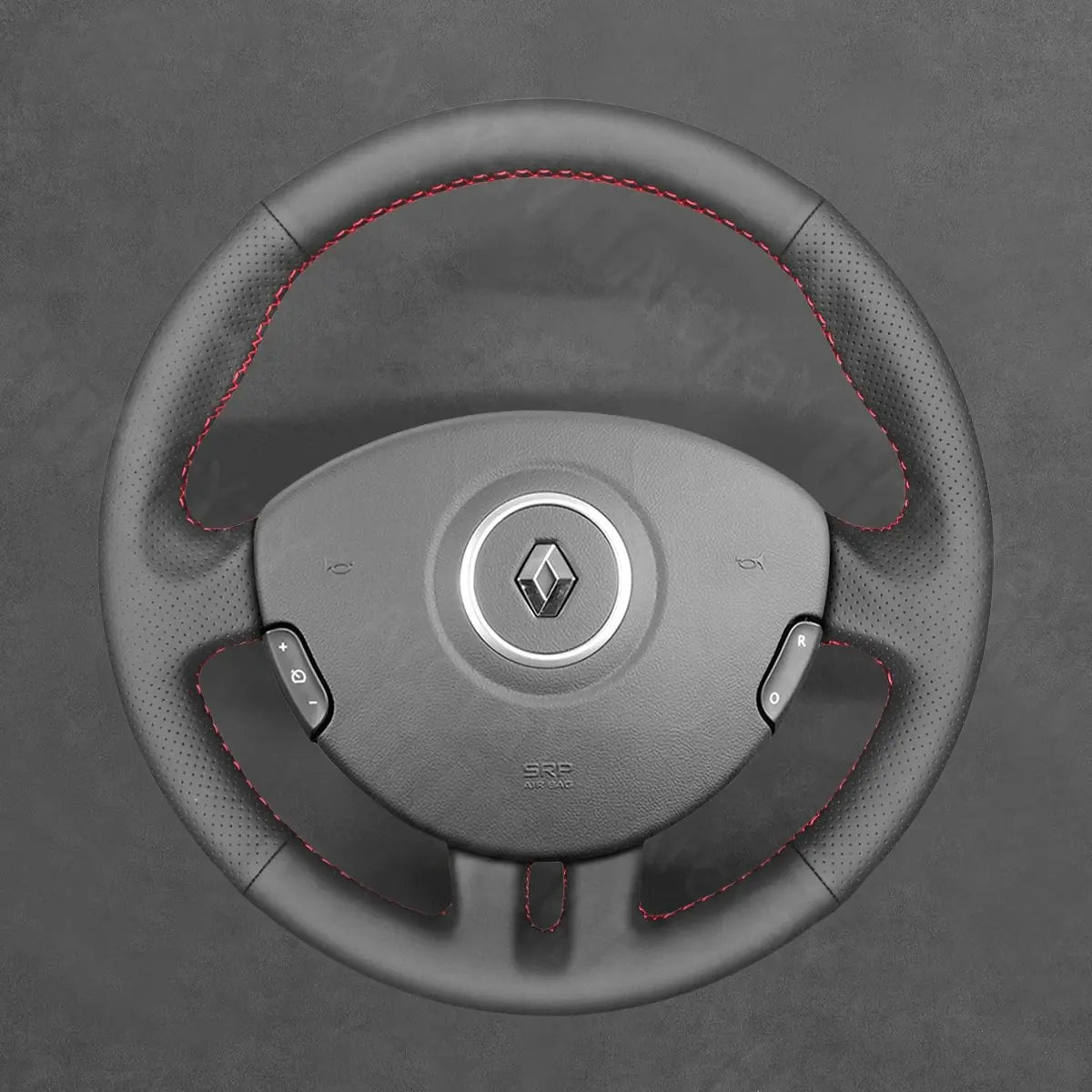 Griffowl Steering Wheel Cover for Bespoke Hatchback Renault Clio 3 2005-2012. Griffowl's interior mod with hand-sewn DIY steering wheel kit.