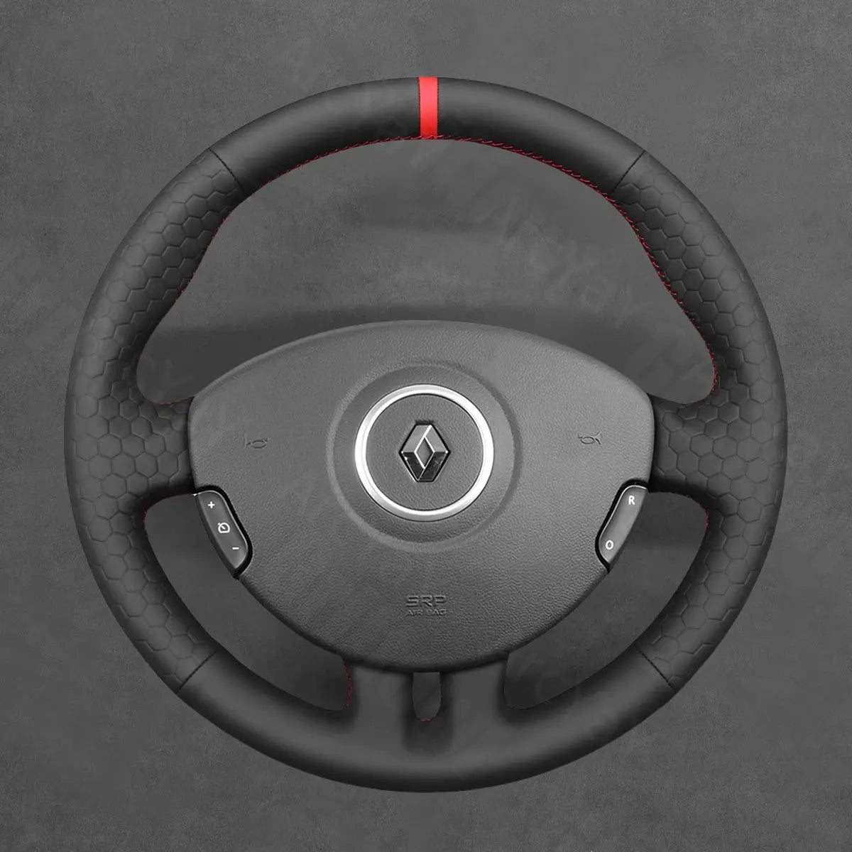 Griffowl Steering Wheel Cover for Bespoke Hatchback Renault Clio 3 2005-2012. Griffowl's interior mod with hand-sewn DIY steering wheel kit.
