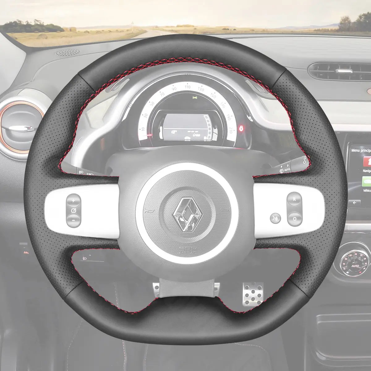 Griffowl Steering Wheel Cover for Bespoke Hatchback Renault Twingo 3 2014-2020. For refined interior upgrades using our wrap and stitch kit.