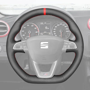 Griffowl Steering Wheel Cover for Bespoke Hatchback Seat Ibiza 6F FR CUPRA Leon 5F FR CUPRA Alhambra FR Line 2015-2022. Compact, hand-sewn DIY wrap for quick interior mods and grip upgrade.
