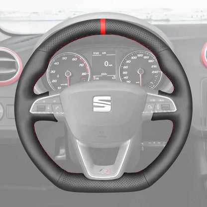 Griffowl Steering Wheel Cover for Bespoke Hatchback Seat Ibiza 6F FR CUPRA Leon 5F FR CUPRA Alhambra FR Line 2015-2022. Compact, hand-sewn DIY wrap for quick interior mods and grip upgrade.
