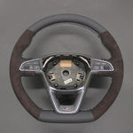 Griffowl Steering Wheel Cover for Bespoke Hatchback Seat Ibiza 6F FR CUPRA Leon 5F FR CUPRA Alhambra FR Line 2015-2022. Compact, hand-sewn DIY wrap for quick interior mods and grip upgrade.
