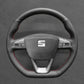Griffowl Steering Wheel Cover for Bespoke Hatchback Seat Ibiza 6F FR CUPRA Leon 5F FR CUPRA Alhambra FR Line 2015-2022. Compact, hand-sewn DIY wrap for quick interior mods and grip upgrade.
