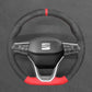 Griffowl Steering Wheel Cover for Bespoke Hatchback Seat Ibiza 6F Leon IV 2020-2025. Hand-sewn kit for drivers seeking precision and comfort.
