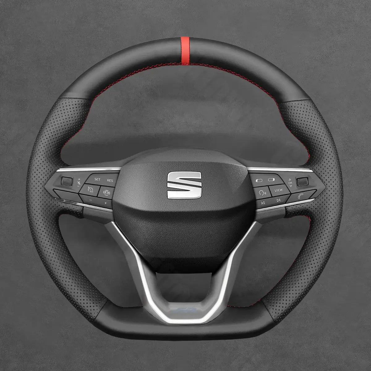 Griffowl Steering Wheel Cover for Bespoke Hatchback Seat Ibiza 6F Leon IV 2020-2025. Hand-sewn kit for drivers seeking precision and comfort.
