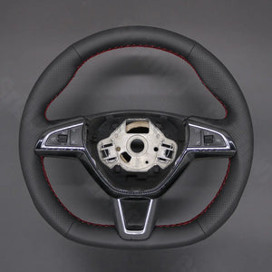Griffowl Steering Wheel Cover for Bespoke Hatchback Skoda Fabia Scala Citigo Octavia Superb 2015-2019. Perfect for enthusiasts seeking refined interior mods.
