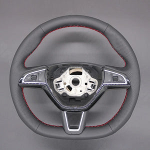 Griffowl Steering Wheel Cover for Bespoke Hatchback Skoda Fabia Scala Citigo Octavia Superb 2015-2019. Perfect for enthusiasts seeking refined interior mods.
