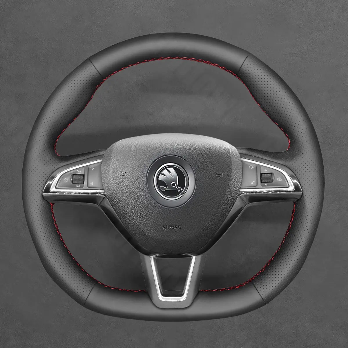 Griffowl Steering Wheel Cover for Bespoke Hatchback Skoda Fabia Scala Citigo Octavia Superb 2015-2019. Perfect for enthusiasts seeking refined interior mods.
