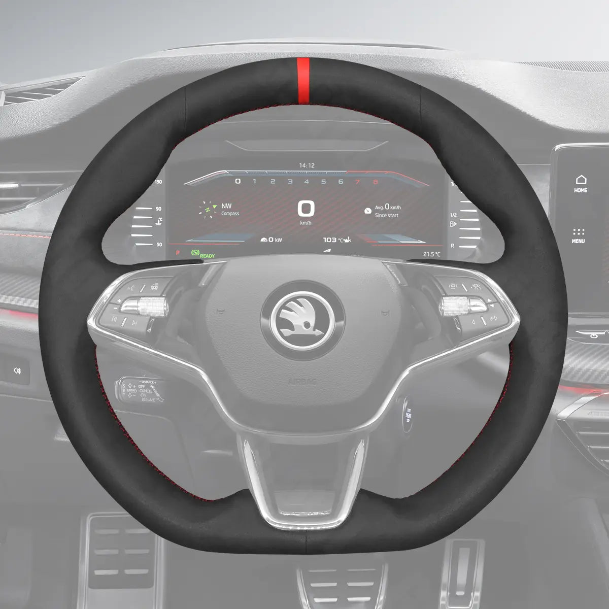 Griffowl Steering Wheel Cover for Bespoke Hatchback Skoda Fabia Scala Octavia 2021-2025. Elevate your interior with Griffowl's wrap and stitch kit.

