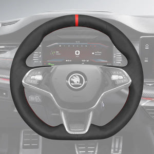Griffowl Steering Wheel Cover for Bespoke Hatchback Skoda Fabia Scala Octavia 2021-2025. Elevate your interior with Griffowl's wrap and stitch kit.
