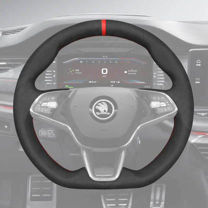 Griffowl Steering Wheel Cover for Bespoke Hatchback Skoda Fabia Scala Octavia 2021-2025. Elevate your interior with Griffowl's wrap and stitch kit.
