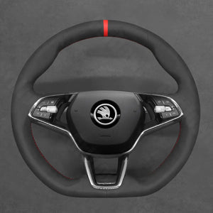Griffowl Steering Wheel Cover for Bespoke Hatchback Skoda Fabia Scala Octavia 2021-2025. Elevate your interior with Griffowl's wrap and stitch kit.
