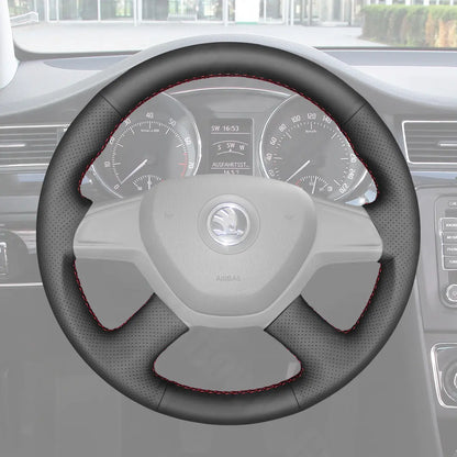 Griffowl Steering Wheel Cover for Bespoke Hatchback Skoda Octavia Fabia 2013-2014. For refined interior upgrades using our wrap and stitch kit.
