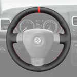 Griffowl Steering Wheel Cover for Bespoke Hatchback Skoda Octavia Fabia II 2004-2008. Hand-sewn kit for drivers seeking precision and comfort.
