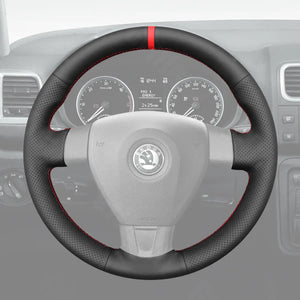 Griffowl Steering Wheel Cover for Bespoke Hatchback Skoda Octavia Fabia II 2004-2008. Hand-sewn kit for drivers seeking precision and comfort.
