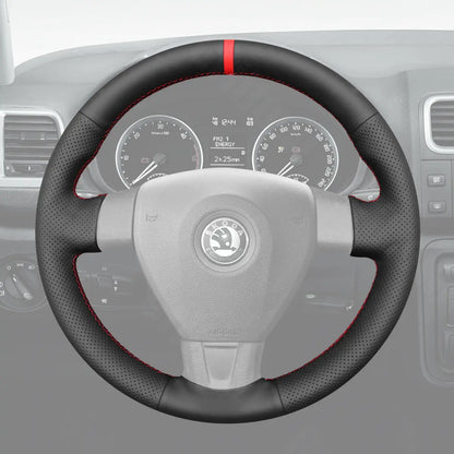 Griffowl Steering Wheel Cover for Bespoke Hatchback Skoda Octavia Fabia II 2004-2008. Hand-sewn kit for drivers seeking precision and comfort.
