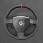 Griffowl Steering Wheel Cover for Bespoke Hatchback Skoda Octavia Fabia II 2004-2008. Hand-sewn kit for drivers seeking precision and comfort.
