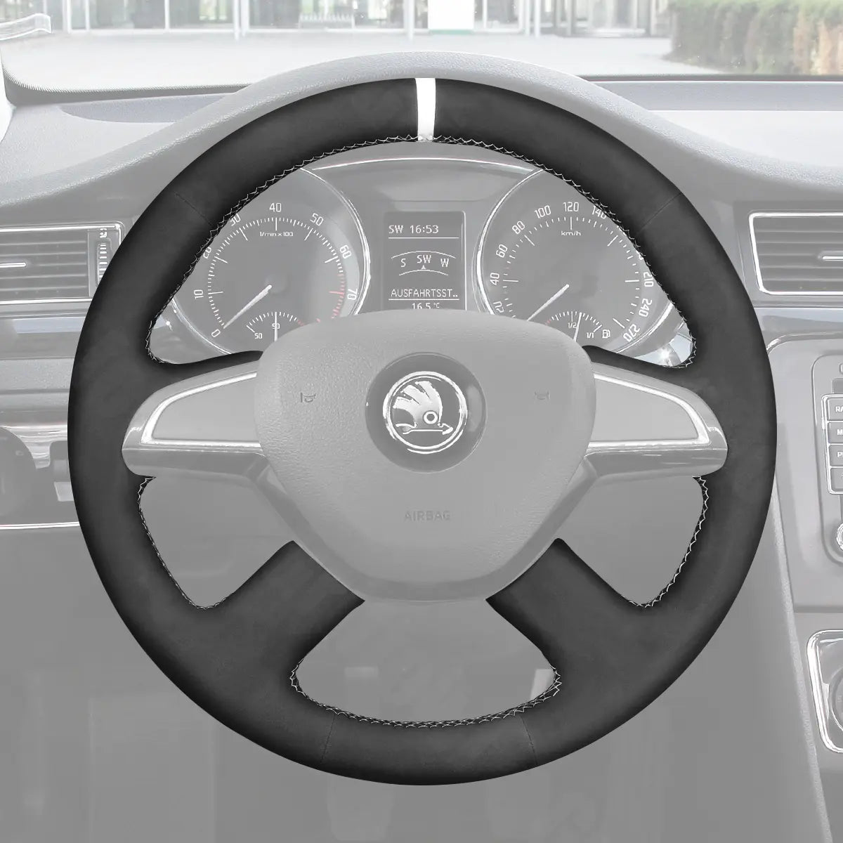 Griffowl Steering Wheel Cover for Bespoke Hatchback Skoda Roomster Octavia Superb 2013-2015. Elevate your interior with Griffowl's wrap and stitch kit.
