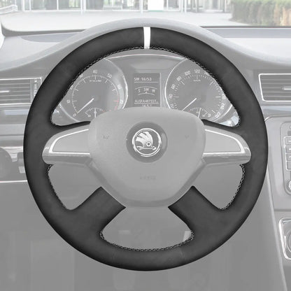 Griffowl Steering Wheel Cover for Bespoke Hatchback Skoda Roomster Octavia Superb 2013-2015. Elevate your interior with Griffowl's wrap and stitch kit.
