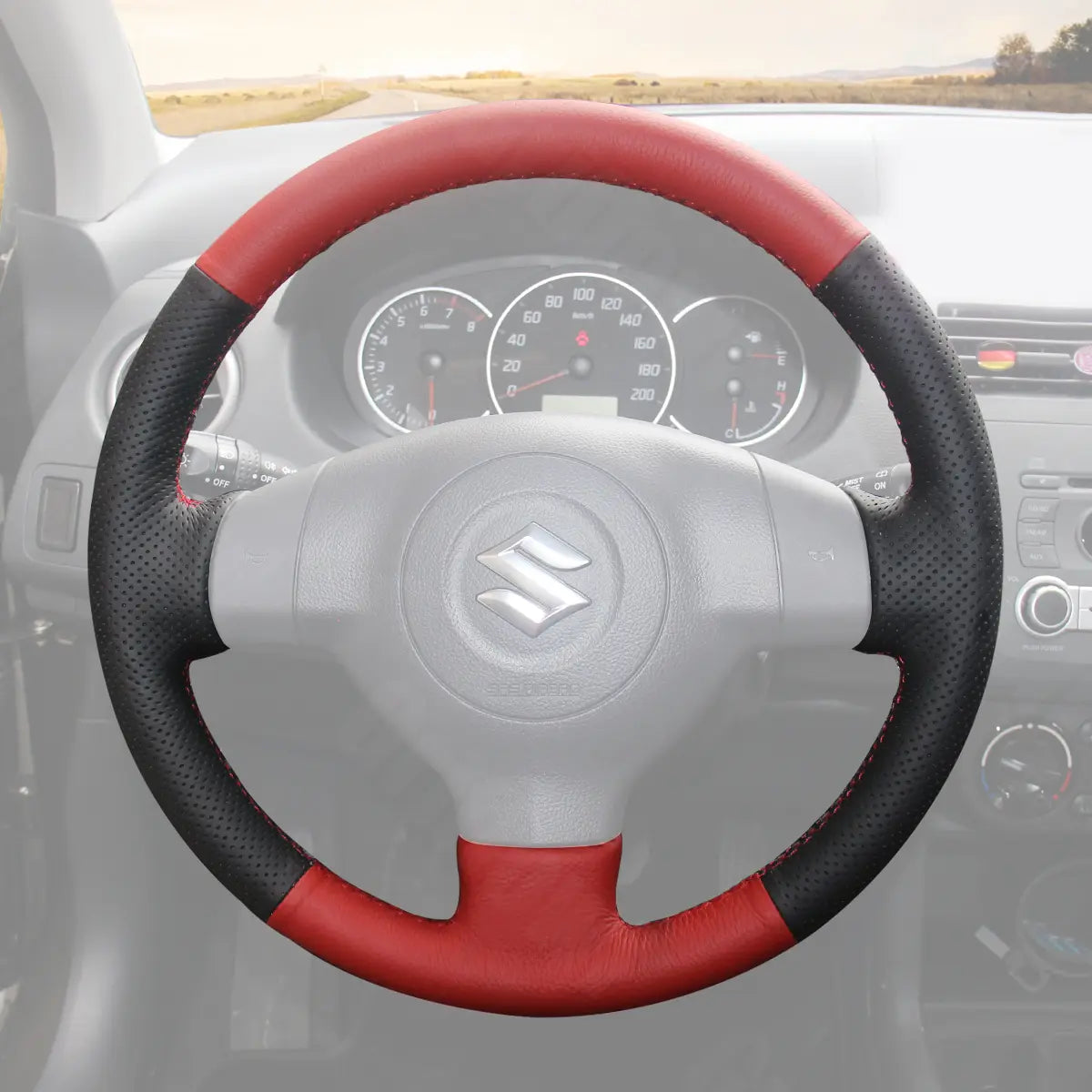 Griffowl Steering Wheel Cover for Bespoke Hatchback Suzuki Swift Alto plash 2005-2015. Elevate your interior with Griffowl's wrap and stitch kit.