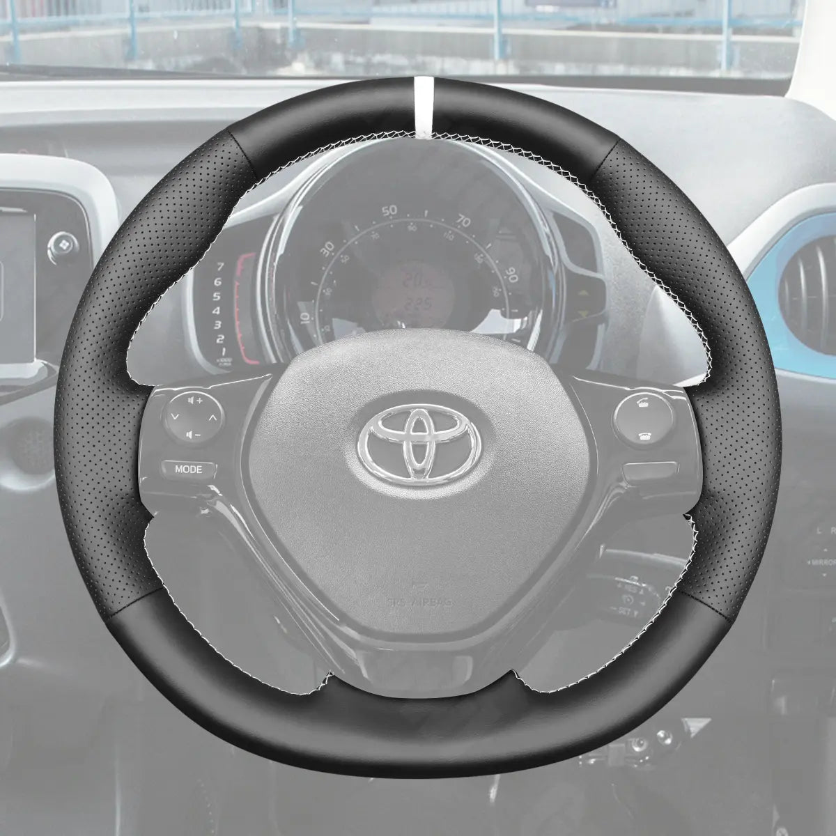 Griffowl Steering Wheel Cover for Bespoke Hatchback Toyota Aygo 2 2014-2021. Perfect grip with our steering wheel wrap and custom interior touch.