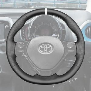 Griffowl Steering Wheel Cover for Bespoke Hatchback Toyota Aygo 2 2014-2021. Perfect grip with our steering wheel wrap and custom interior touch.