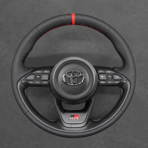 Griffowl Steering Wheel Cover for Bespoke Hatchback Toyota Aygo X Yaris IV XP210 Cross 2022-2025. Perfect grip with our steering wheel wrap and custom interior touch.
