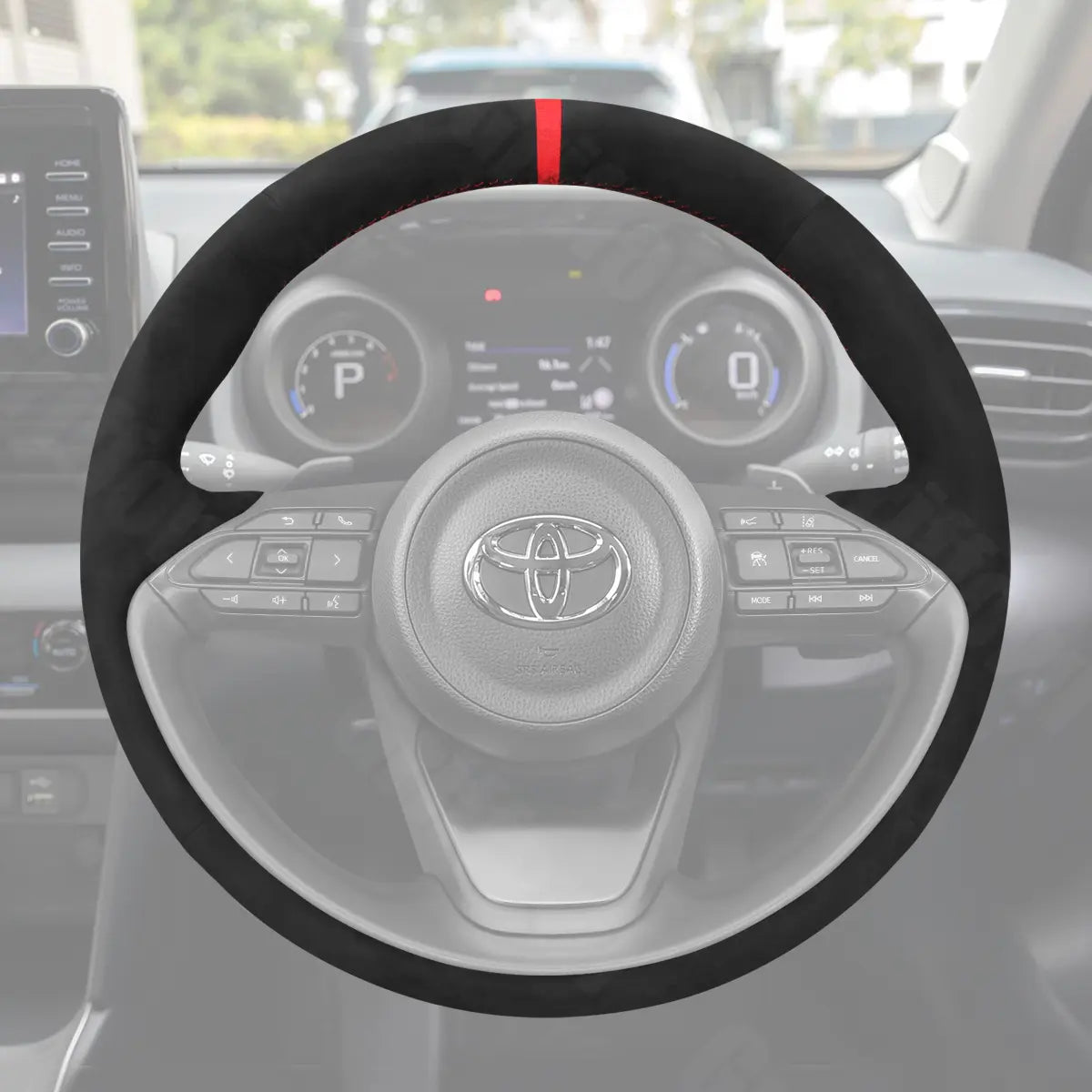 Griffowl Steering Wheel Cover for Bespoke Hatchback Toyota Aygo X Yaris IV XP210 Cross 2022-2025. Perfect grip with our steering wheel wrap and custom interior touch.