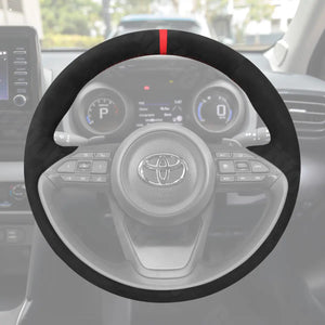 Griffowl Steering Wheel Cover for Bespoke Hatchback Toyota Aygo X Yaris IV XP210 Cross 2022-2025. Perfect grip with our steering wheel wrap and custom interior touch.