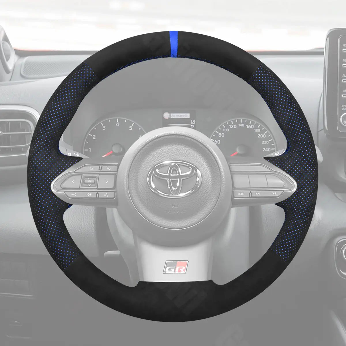 Griffowl Steering Wheel Cover for Bespoke Hatchback Toyota Corolla Yaris GR 2020-2025. Elevate your interior with Griffowl's wrap and stitch kit.