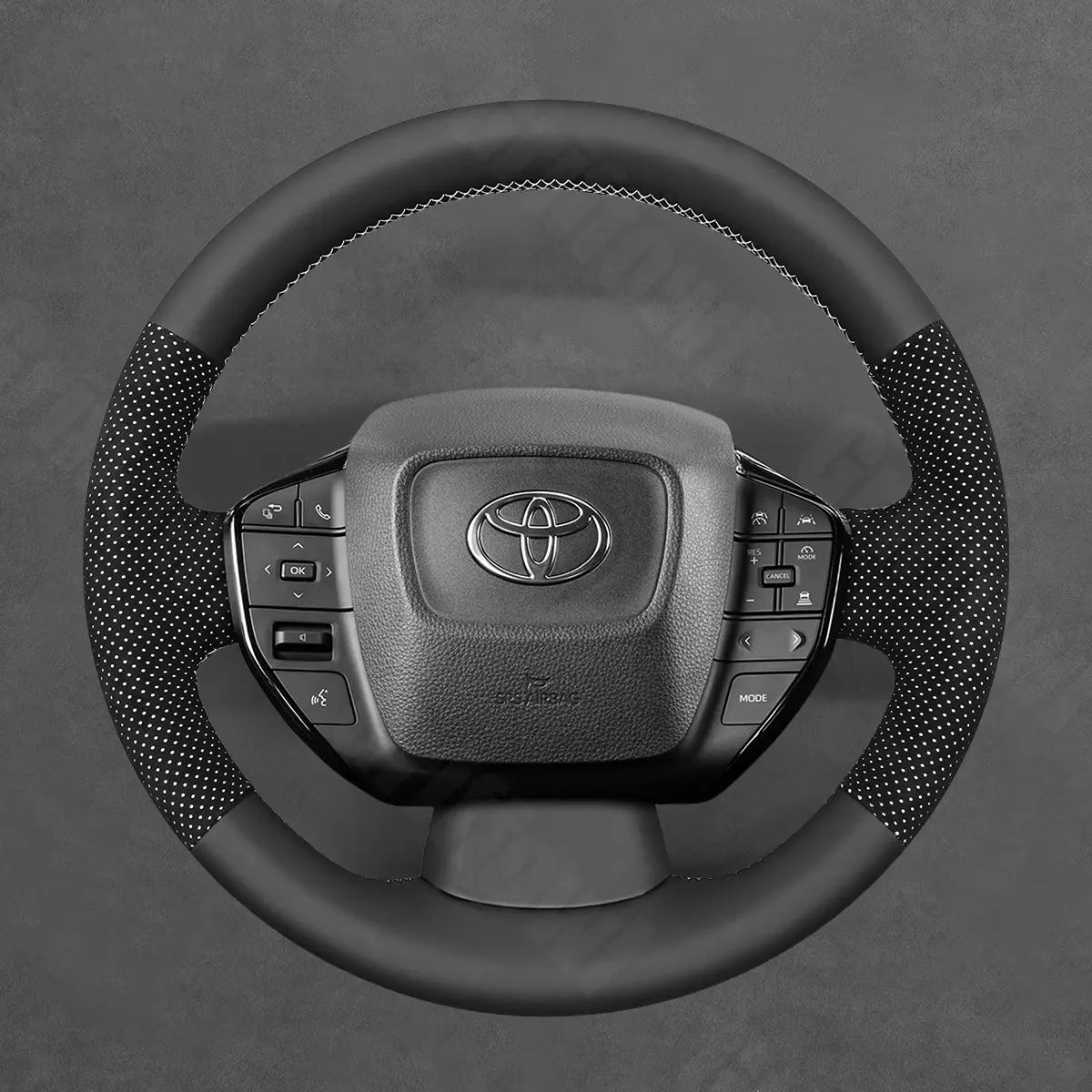 Griffowl Steering Wheel Cover for Bespoke Hatchback Toyota Prius VI XW60 Prius Prime bZ4X 2023-2025. Elevate your interior with Griffowl's wrap and stitch kit.