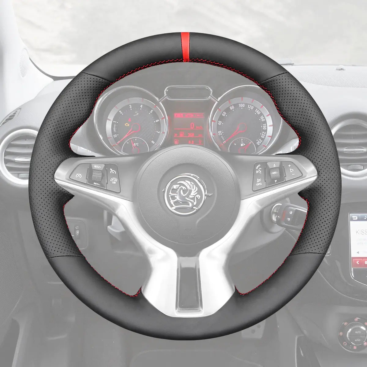 Griffowl Steering Wheel Cover for Bespoke Hatchback Vauxhall Adam 2012-2020. Perfect grip with our steering wheel wrap and custom interior touch.

