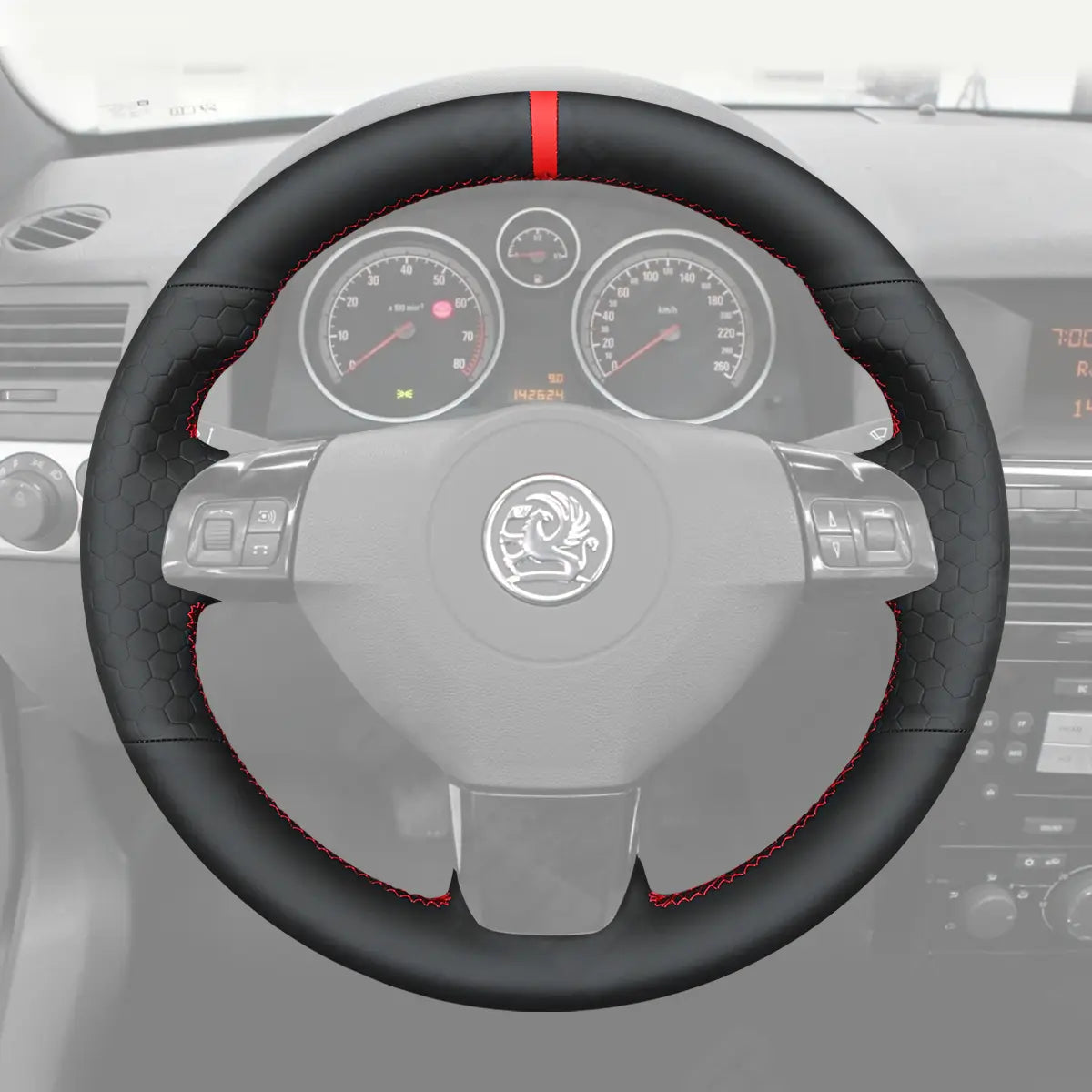 Griffowl Steering Wheel Cover for Bespoke Hatchback Vauxhall Astra H Mk5 Signum 2004-2009. Elevate your interior with Griffowl's wrap and stitch kit.
