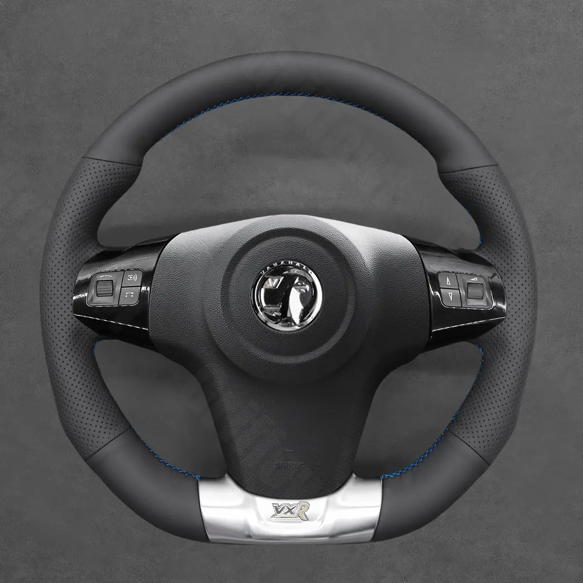 Griffowl Steering Wheel Cover for Bespoke Hatchback Vauxhall Corsa D OPC 2007-2015. Hand-sewn kit for drivers seeking precision and comfort.
