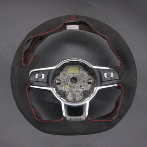 Griffowl Steering Wheel Cover for Bespoke Hatchback Volkswagen VW Golf GTI GTD GTE R Mk7 Polo R Line Mk5 Mk6 Scirocco Up! GTI Touran R Line 2014-2022. Compact, hand-sewn DIY wrap for quick interior mods and grip upgrade.
