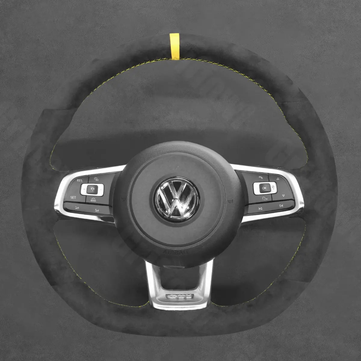 Griffowl Steering Wheel Cover for Bespoke Hatchback Volkswagen VW Golf GTI GTD GTE R Mk7 Polo R Line Mk5 Mk6 Scirocco Up! GTI Touran R Line 2014-2022. Compact, hand-sewn DIY wrap for quick interior mods and grip upgrade.
