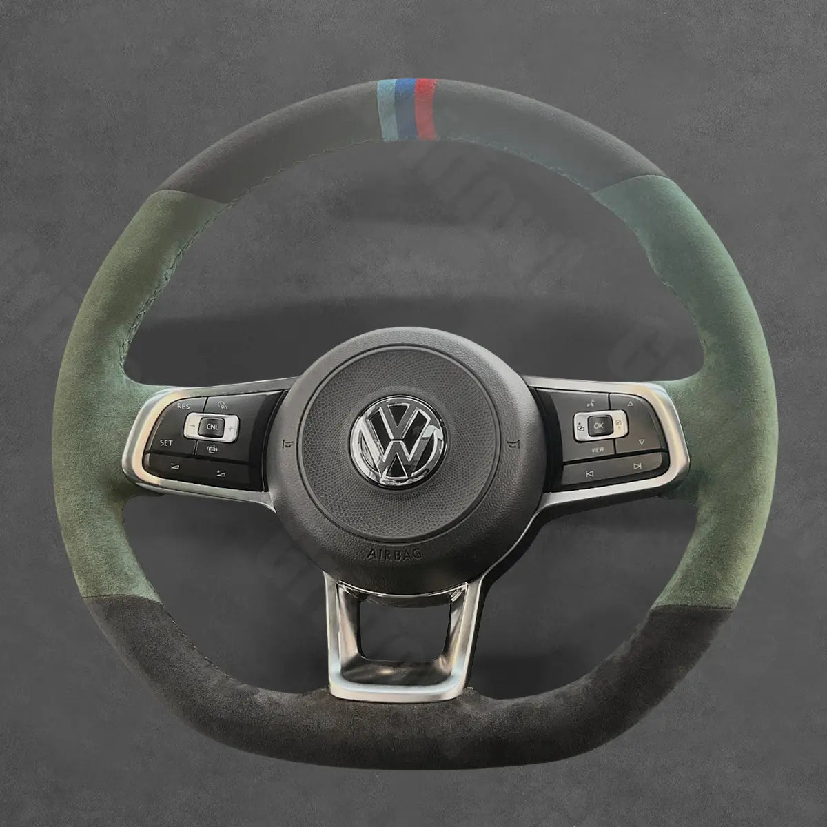 Griffowl Steering Wheel Cover for Bespoke Hatchback Volkswagen VW Golf GTI GTD GTE R Mk7 Polo R Line Mk5 Mk6 Scirocco Up! GTI Touran R Line 2014-2022. Compact, hand-sewn DIY wrap for quick interior mods and grip upgrade.
