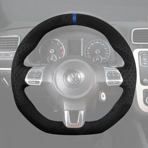 Griffowl Steering Wheel Cover for Bespoke Hatchback Volkswagen VW Golf GTI Mk6 Polo GTI R-Line Mk5 Scirocco 2009-2014. Compact, hand-sewn DIY wrap for quick interior mods and grip upgrade.
