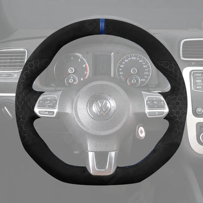 Griffowl Steering Wheel Cover for Bespoke Hatchback Volkswagen VW Golf GTI Mk6 Polo GTI R-Line Mk5 Scirocco 2009-2014. Compact, hand-sewn DIY wrap for quick interior mods and grip upgrade.
