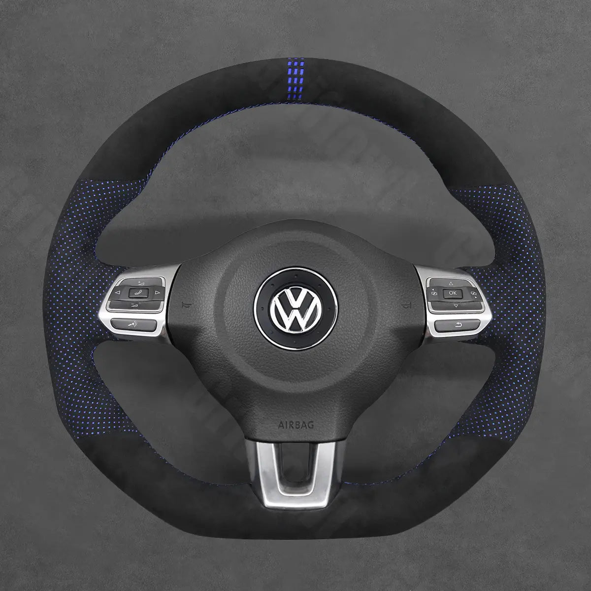 Griffowl Steering Wheel Cover for Bespoke Hatchback Volkswagen VW Golf GTI Mk6 Polo GTI R-Line Mk5 Scirocco 2009-2014. Compact, hand-sewn DIY wrap for quick interior mods and grip upgrade.
