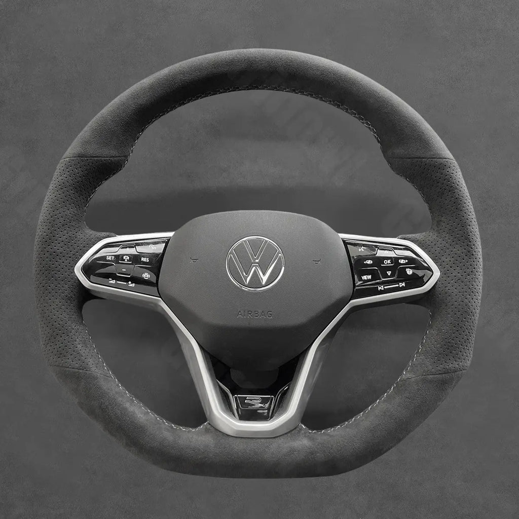 Griffowl Steering Wheel Cover for Bespoke Hatchback Volkswagen VW Golf GTI Mk8 2021-2025. Elevate your interior with Griffowl's wrap and stitch kit.
