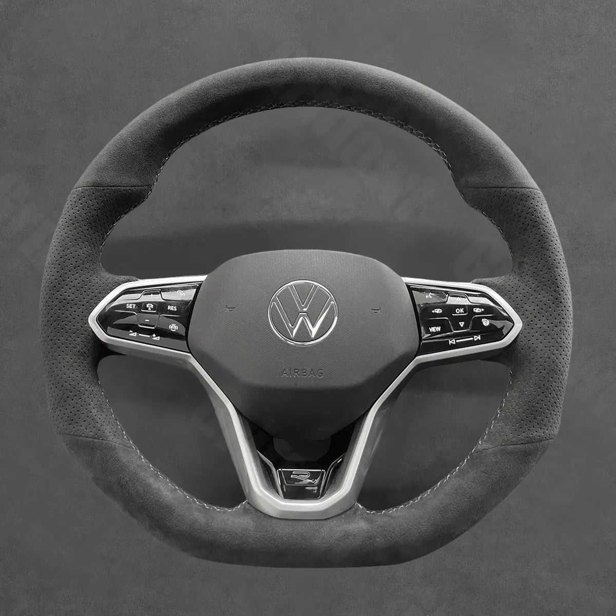 Griffowl Steering Wheel Cover for Bespoke Hatchback Volkswagen VW Golf GTI Mk8 2021-2025. Elevate your interior with Griffowl's wrap and stitch kit.
