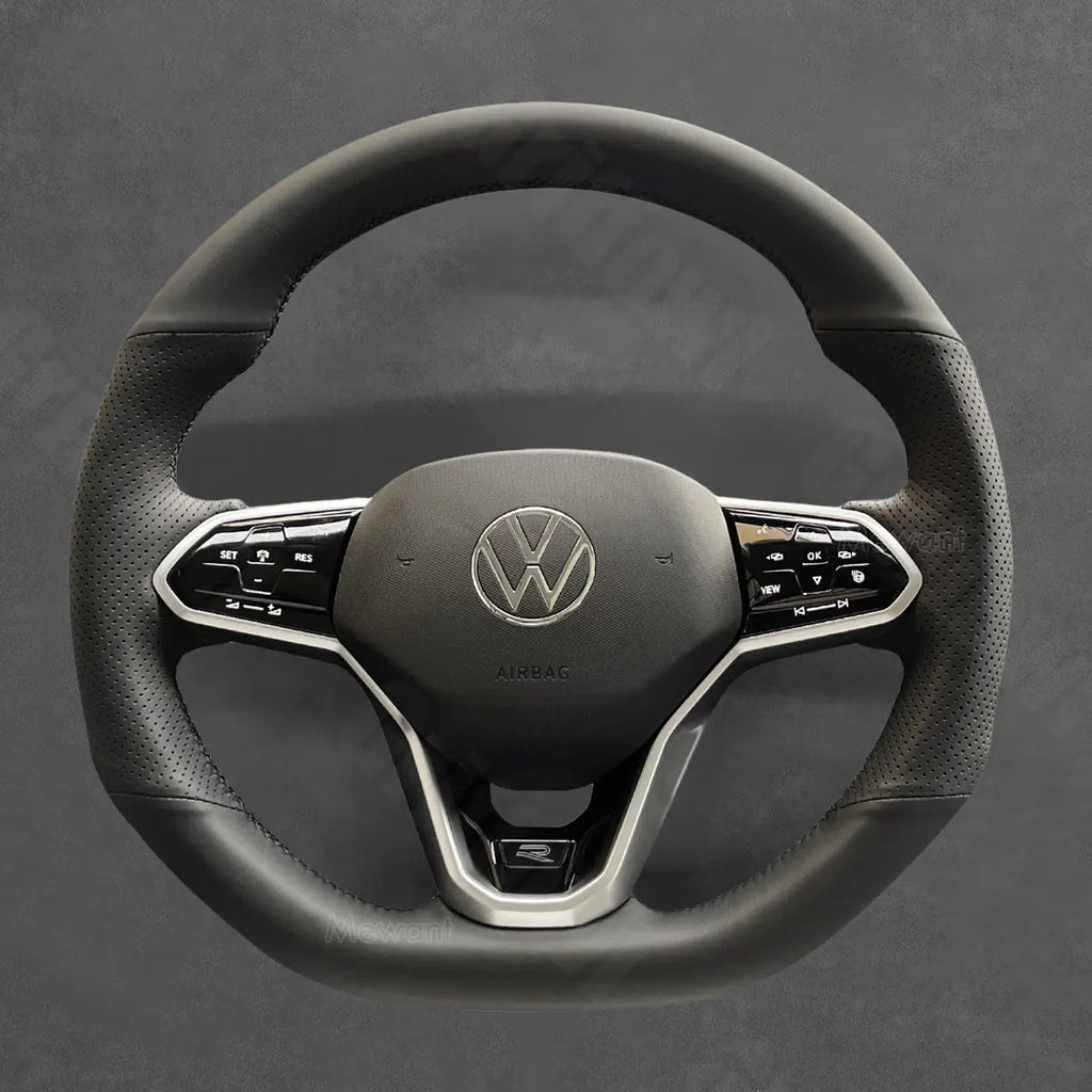 Griffowl Steering Wheel Cover for Bespoke Hatchback Volkswagen VW Golf GTI Mk8 2021-2025. Elevate your interior with Griffowl's wrap and stitch kit.
