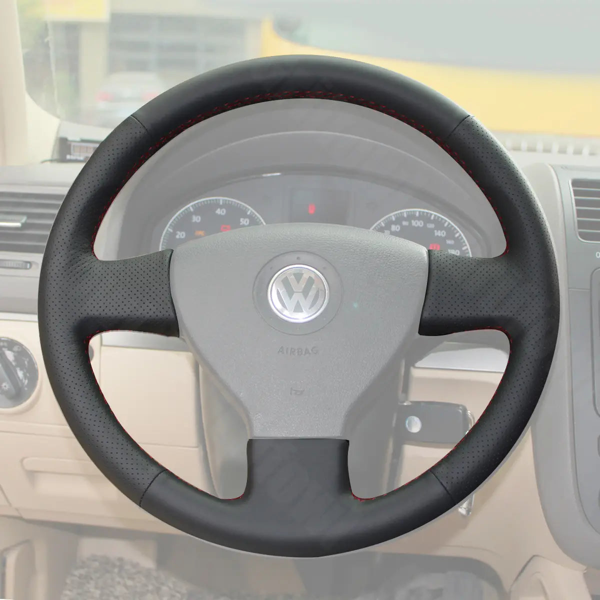 Griffowl Steering Wheel Cover for Bespoke Hatchback Volkswagen VW Golf Mk5 Plus Polo Mk4 Touran 2003-2010. Premium kit for drivers who love to hand sew and DIY.
