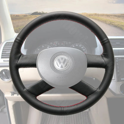 Griffowl Steering Wheel Cover for Bespoke Hatchback Volkswagen VW Golf Mk5 Polo Mk4 FOX Touran 2001-2006. Perfect for enthusiasts seeking refined interior mods.
