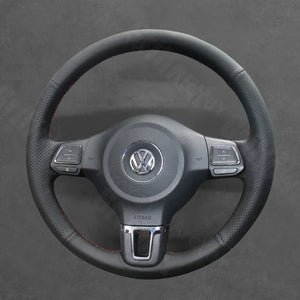 Griffowl Steering Wheel Cover for Bespoke Hatchback Volkswagen VW Golf Mk6 Plus Polo Mk5 Touran 2009-2015. Premium kit for drivers who love to hand sew and DIY.
