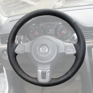 Griffowl Steering Wheel Cover for Bespoke Hatchback Volkswagen VW Golf Mk6 Plus Polo Mk5 Touran 2009-2015. Premium kit for drivers who love to hand sew and DIY.

