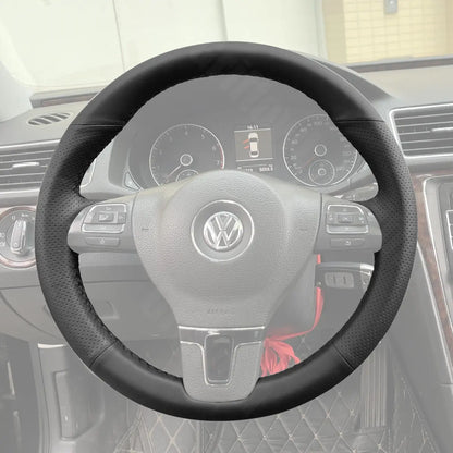 Griffowl Steering Wheel Cover for Bespoke Hatchback Volkswagen VW Golf Mk6 Touran Sharan Multivan T5 Transporter 2009-2015. Compact, hand-sewn DIY wrap for quick interior mods and grip upgrade.
